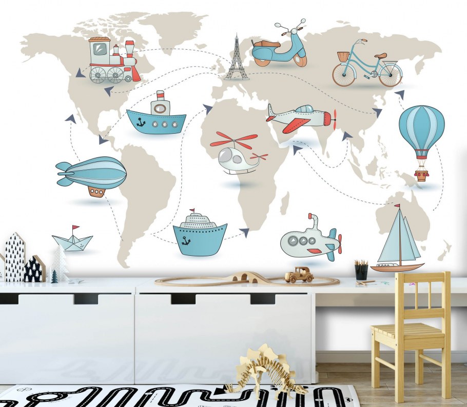 Детские обои карта мира