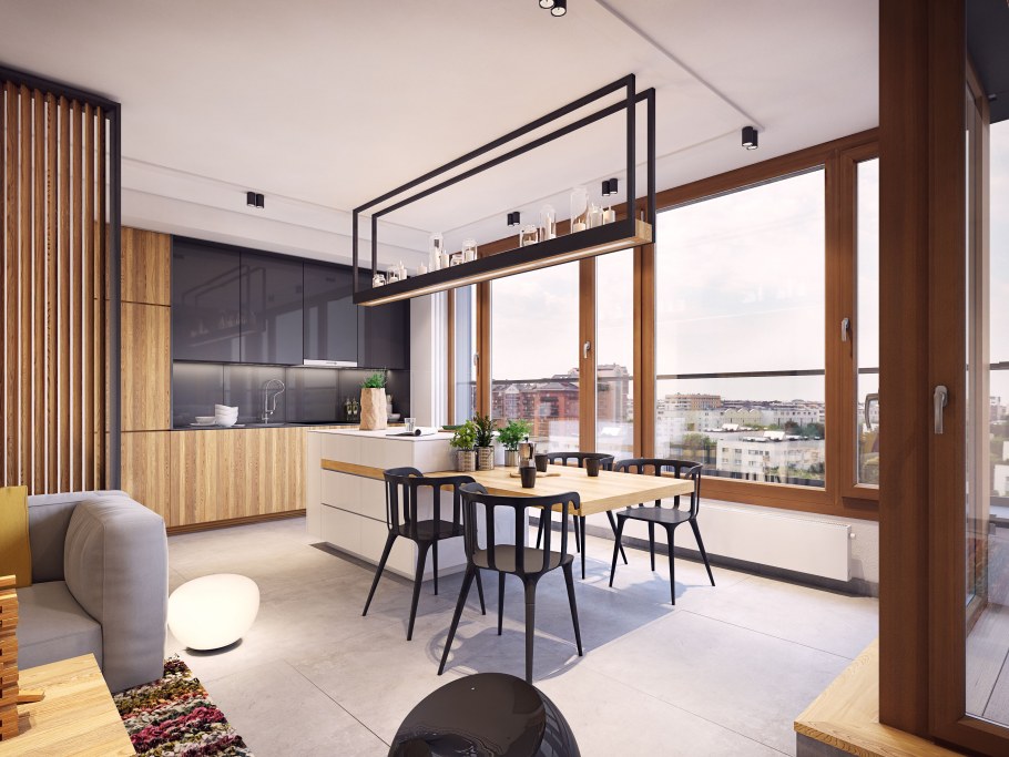 Темный потолок на кухне