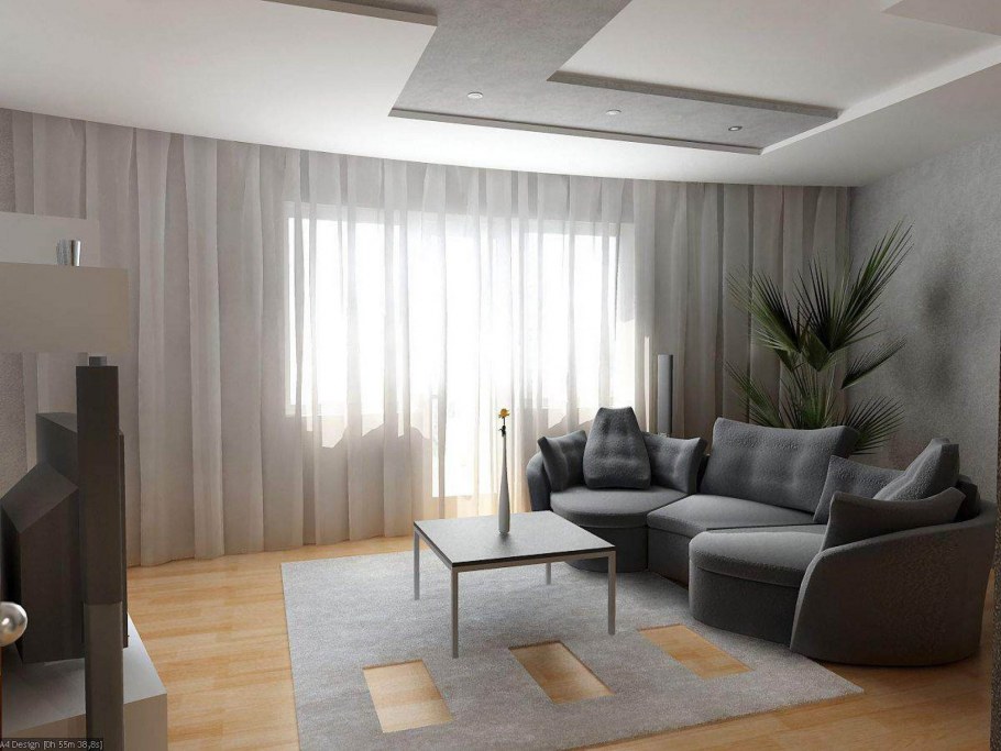 Серый диван в гостиной