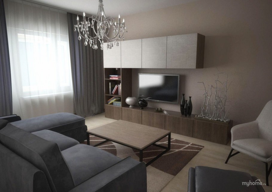 Гостиная в светло серых тонах