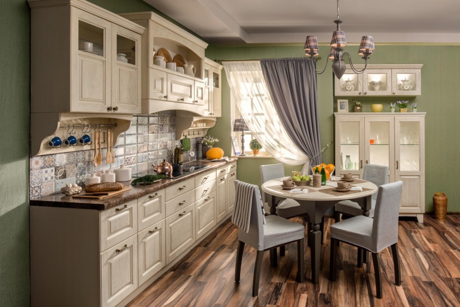Интерьер обеденной зоны на кухне в стиле Прованс