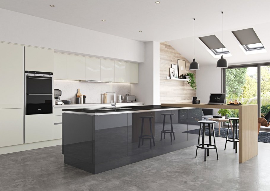 Кухня цвет графит с островом