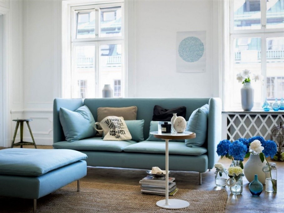Гостиная в голубых тонах