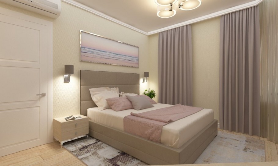Арт деко спальня беж
