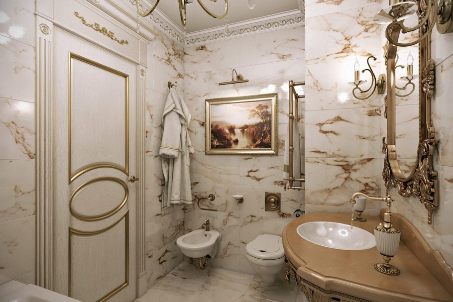 Ванная в светлых тонах