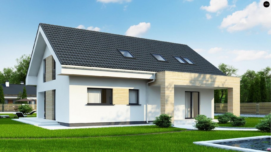 Одноэтажный дом смансардлой