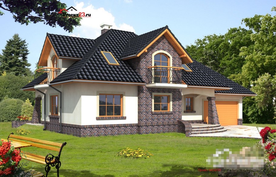 Дом с мансардой и балконом