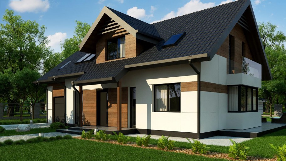 Современные дома с мансардой z500