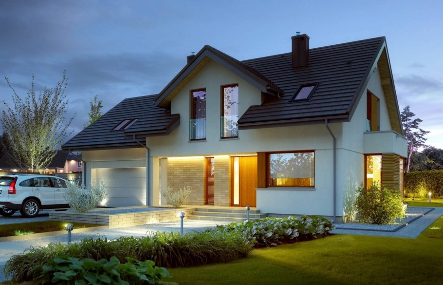 Загородный дом с мансардой