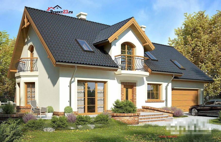 Красивый мансардный дом