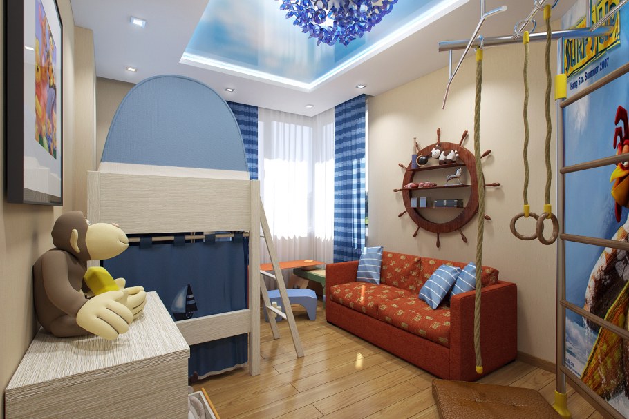 Комната в морской тематике для мальчиков