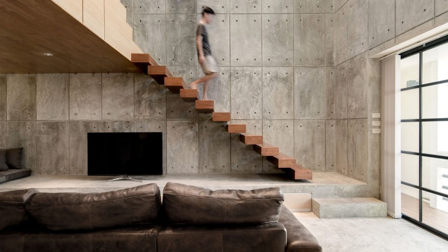 Бетонная лестница в стиле лофт