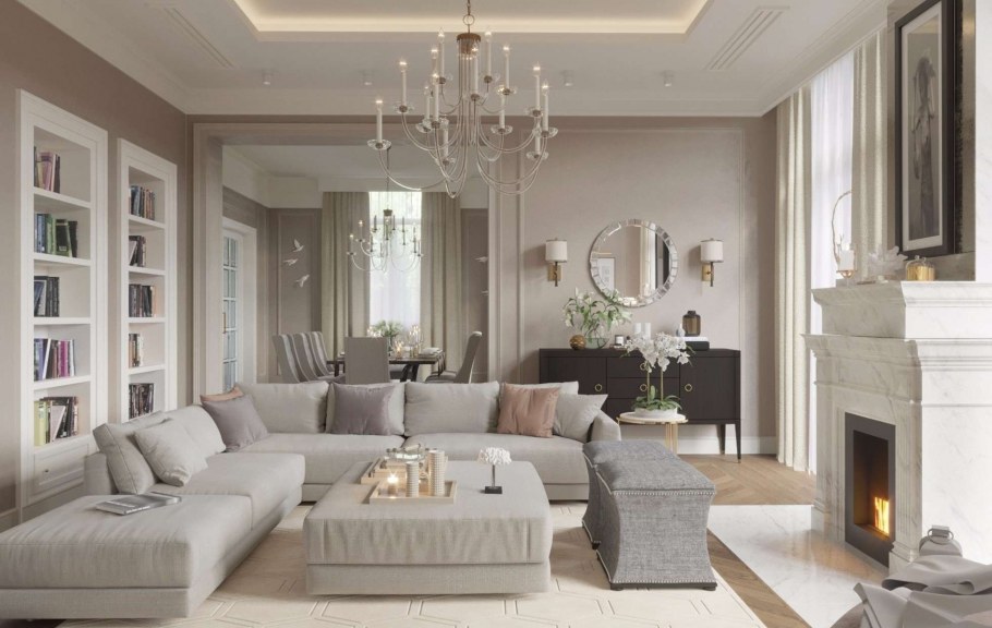 Гостиная в стиле американская классика