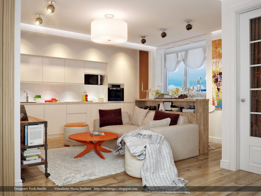 Интерьер двухкомнатной квартиры студии