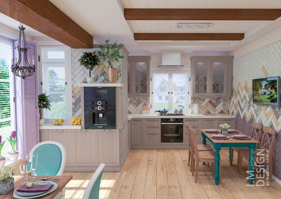 Кухня в деревянном доме в интерьере реальные