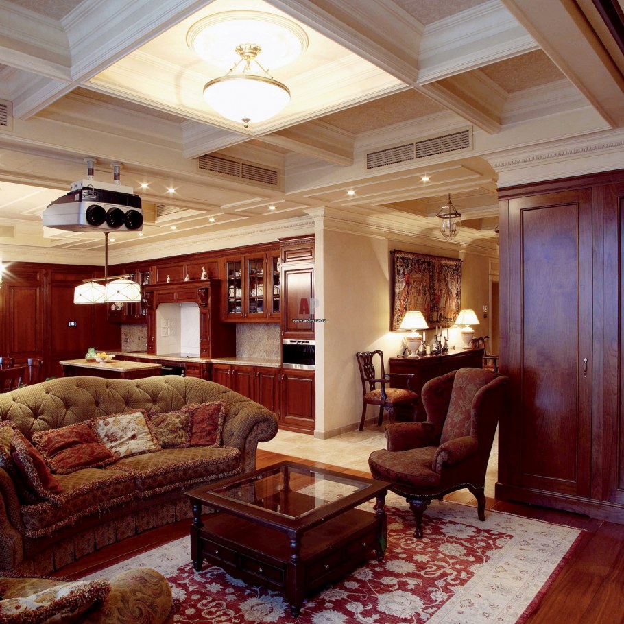 Английский стиль в интерьере кухни гостиной