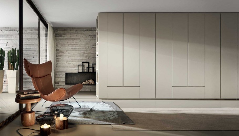 Шкаф в современном стиле с интегрированными ручками