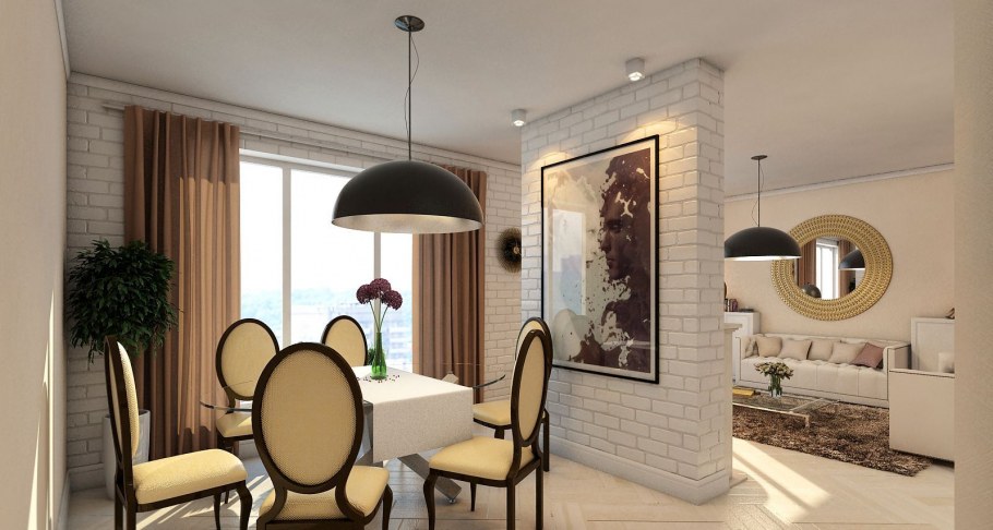 Кухня гостиная с перегородкой