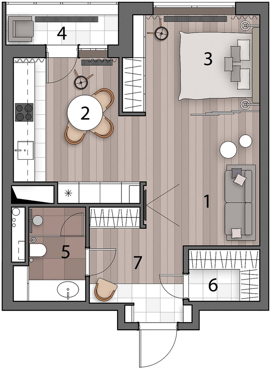 Перепланировка однокомнатной квартиры в двухком