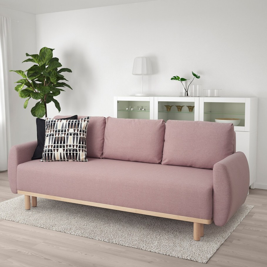 Груннарп 3-местный диван-кровать Гуннаред светлый коричнево-розовый