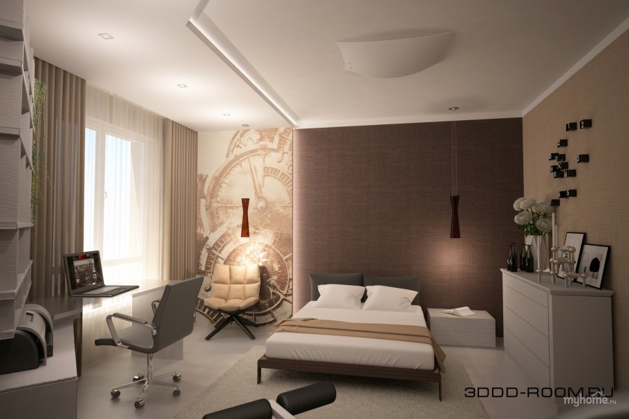 Планировка спальни кабинета