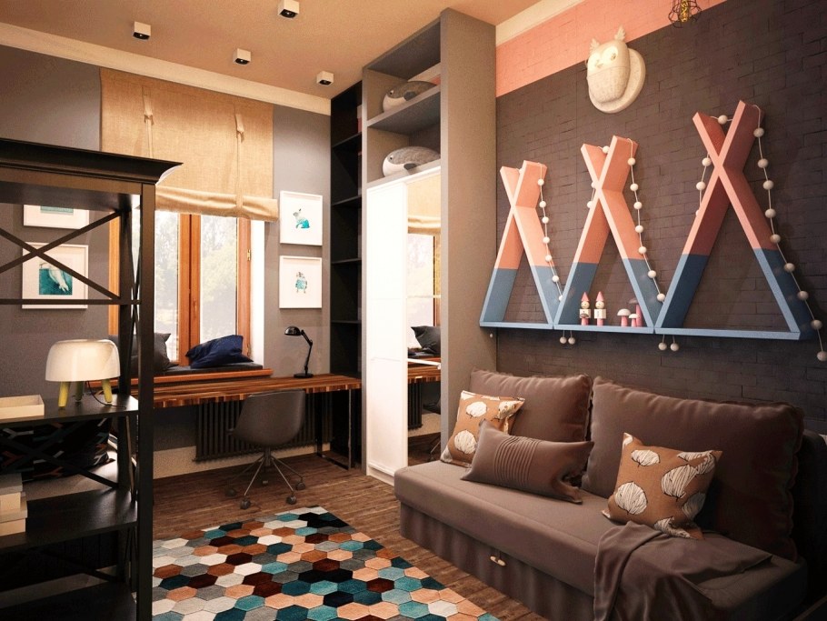 Коричневая комната для подростка