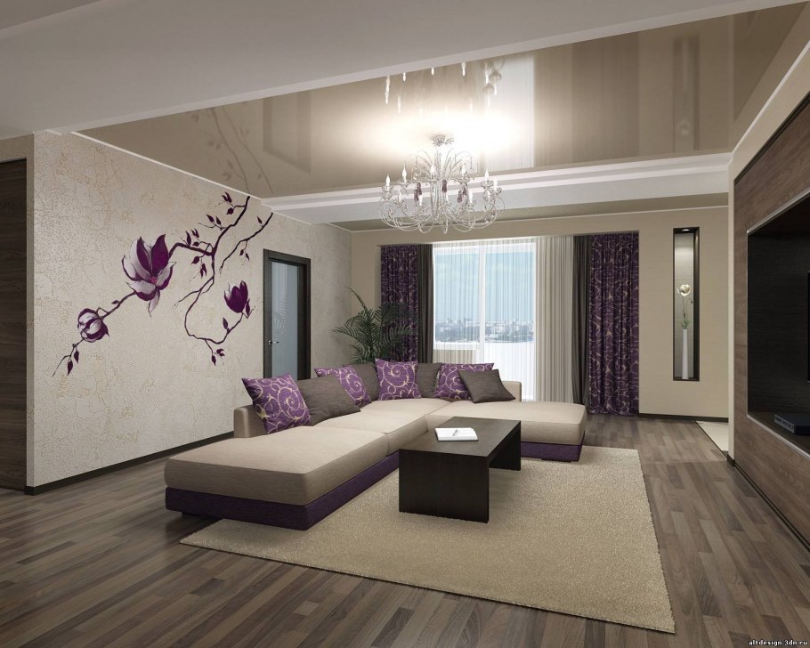 Интерьер зала в двух цветах