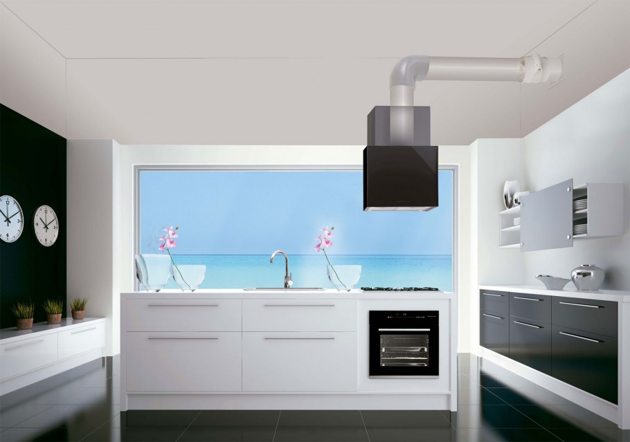 Белый духовой шкаф в интерьере кухни