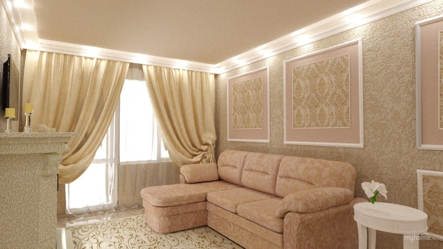 Бежевые шторы под бежевую мебель