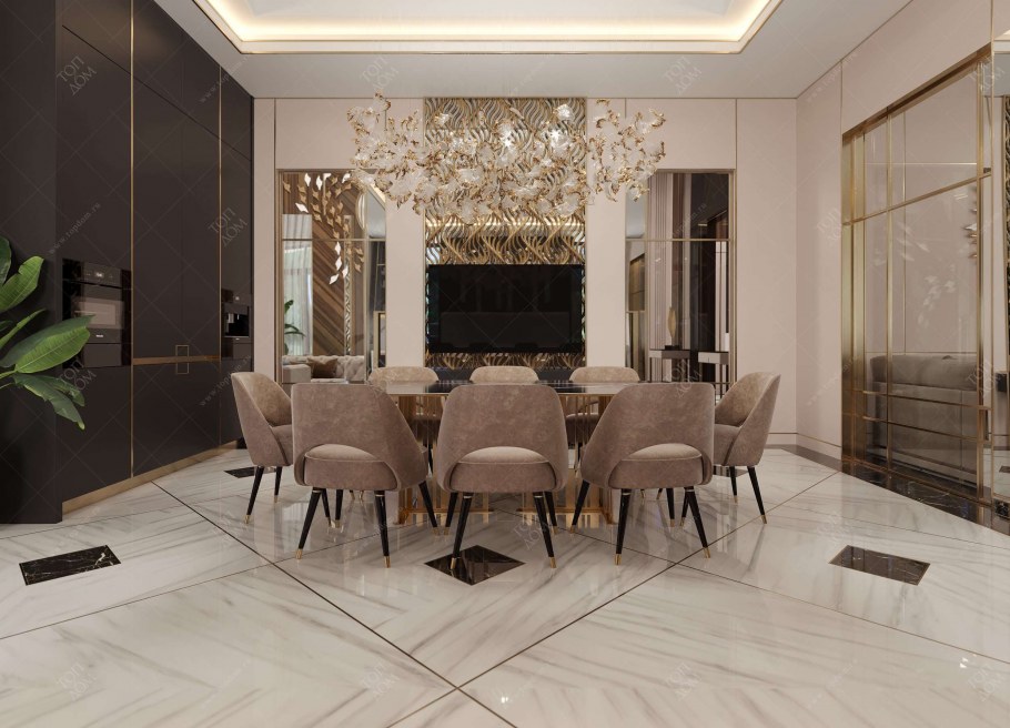 Гостиная в золотистых тонах