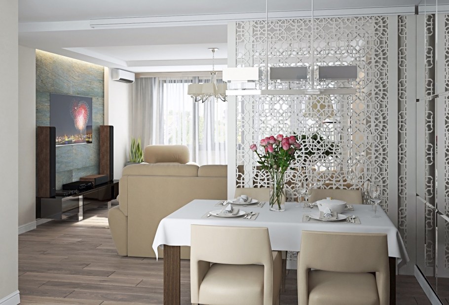 Проем между кухней и гостиной