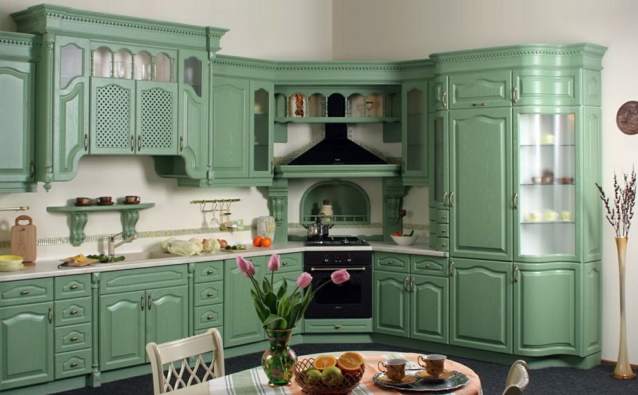 Кухня Неоклассика фисташковая