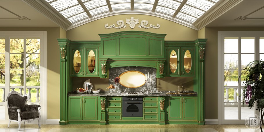 Кухня Прованс фисташковая в интерьере