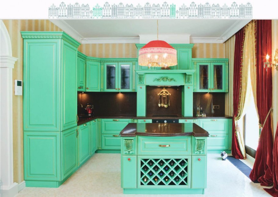 Кухни трио Слобода салатовая