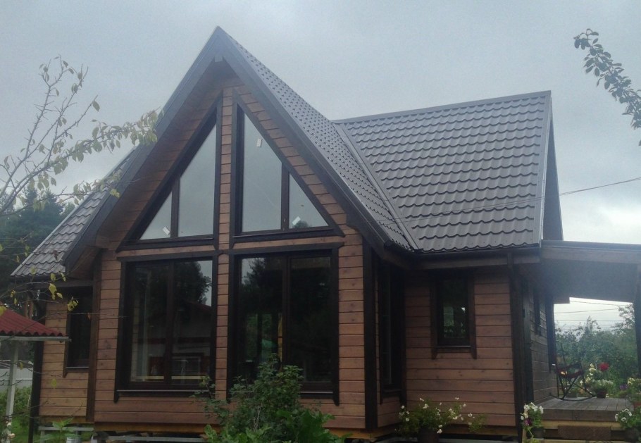 Фасад из ОСП под фахверк