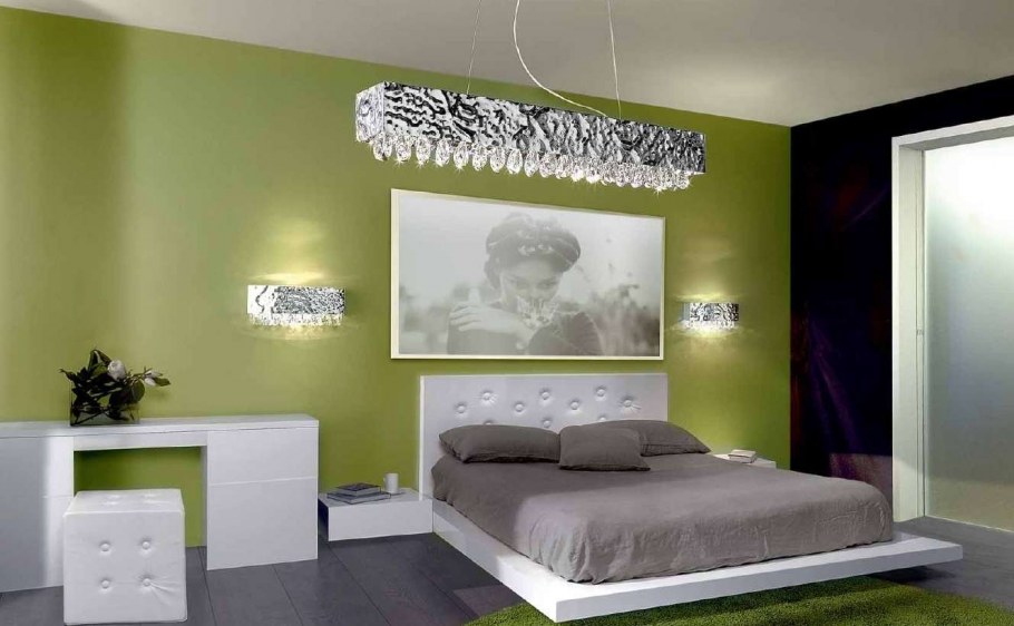 Зеленый интерьер спальни