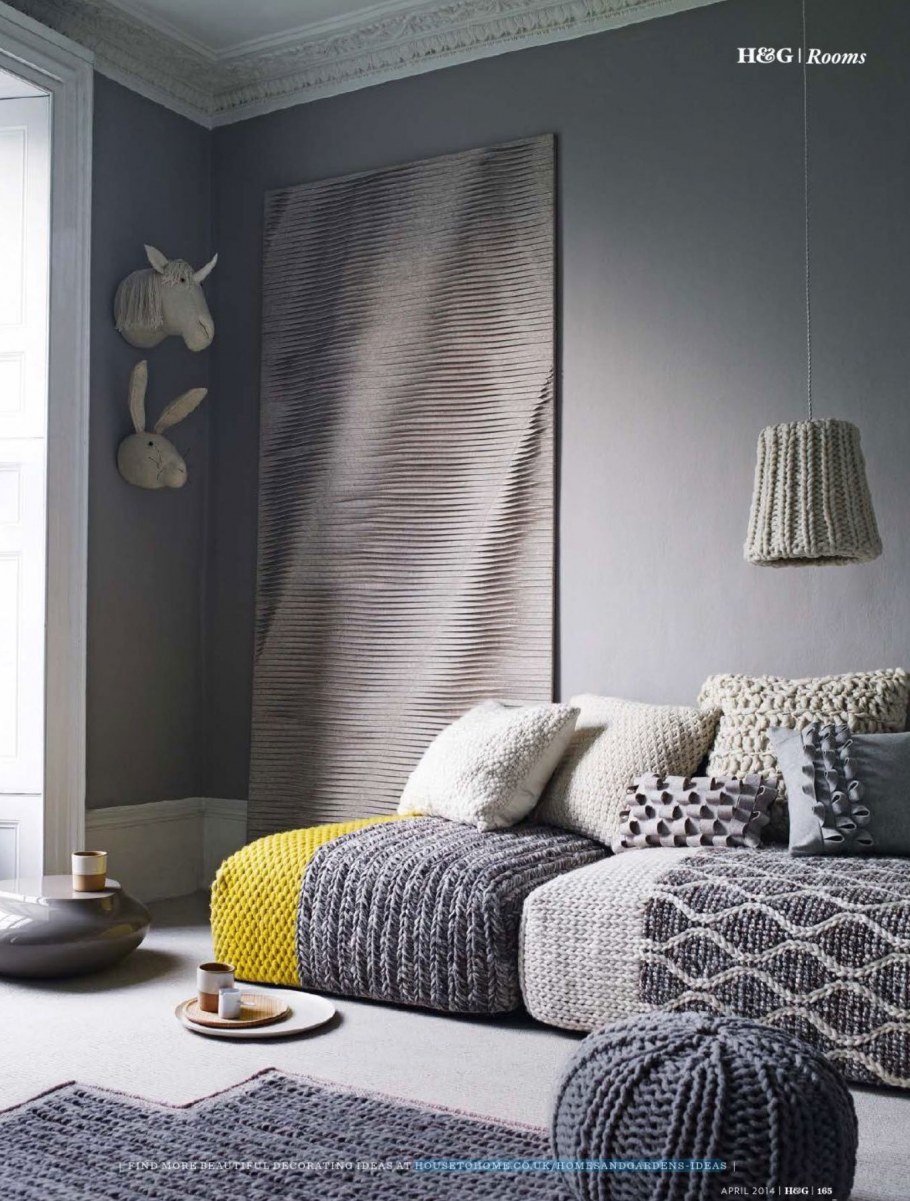 Сочетание серого и фиолетового в интерьере