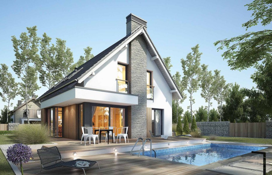 Дом с мансардой и террасой 120кв