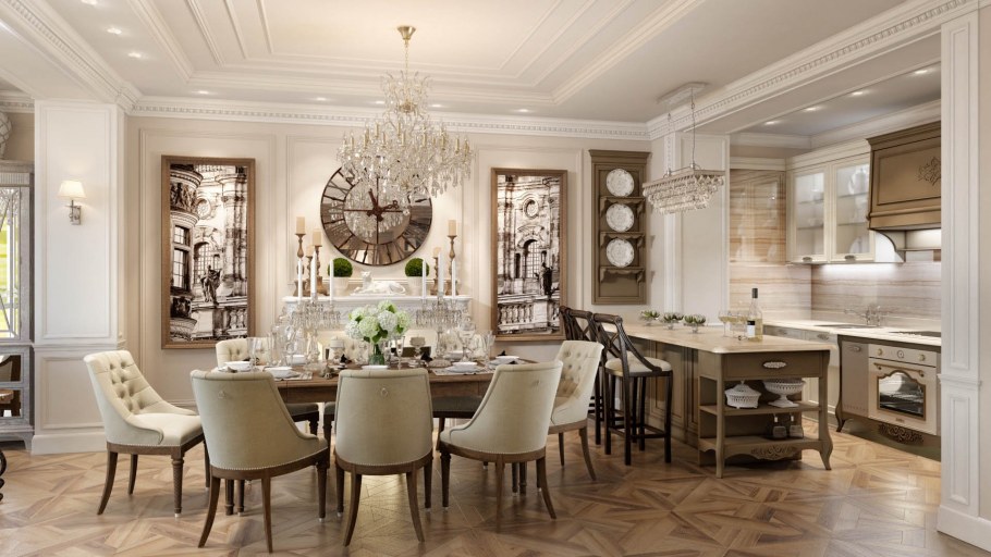 Гостиная столовая в английском стиле