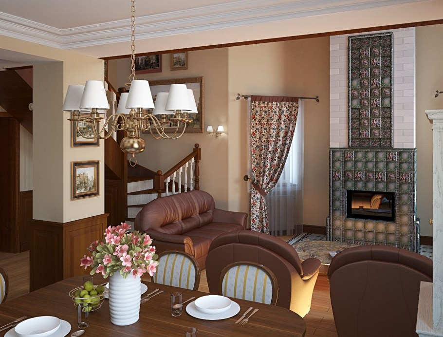 Кухня столовая в английском стиле