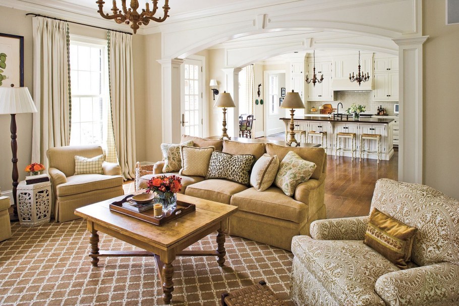 Английский стиль в интерьере кухни гостиной