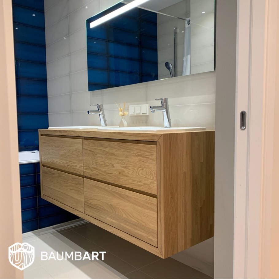 Тумба под раковину в ванную из массива подвесная