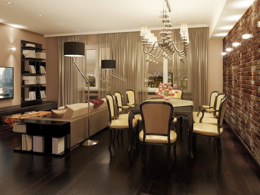 Золотой дизайн квартиры студии