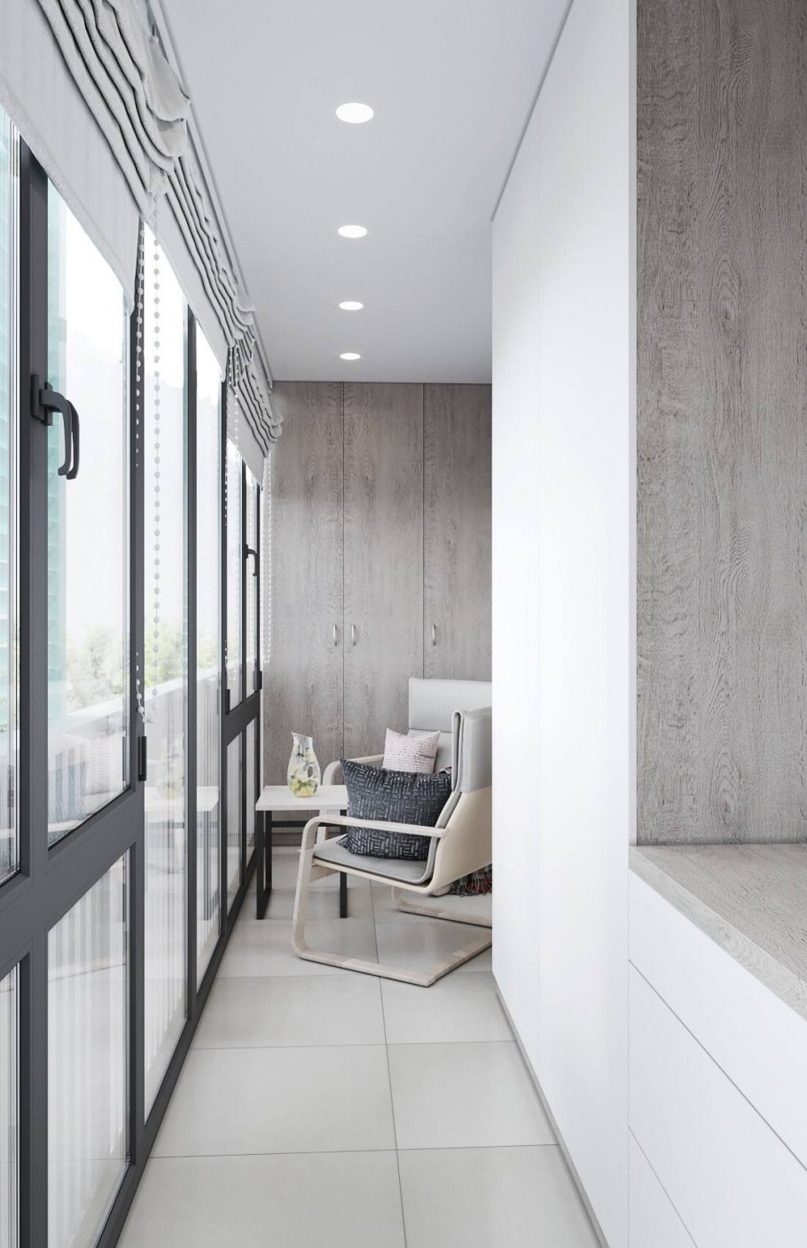 Балкон в светлых тонах