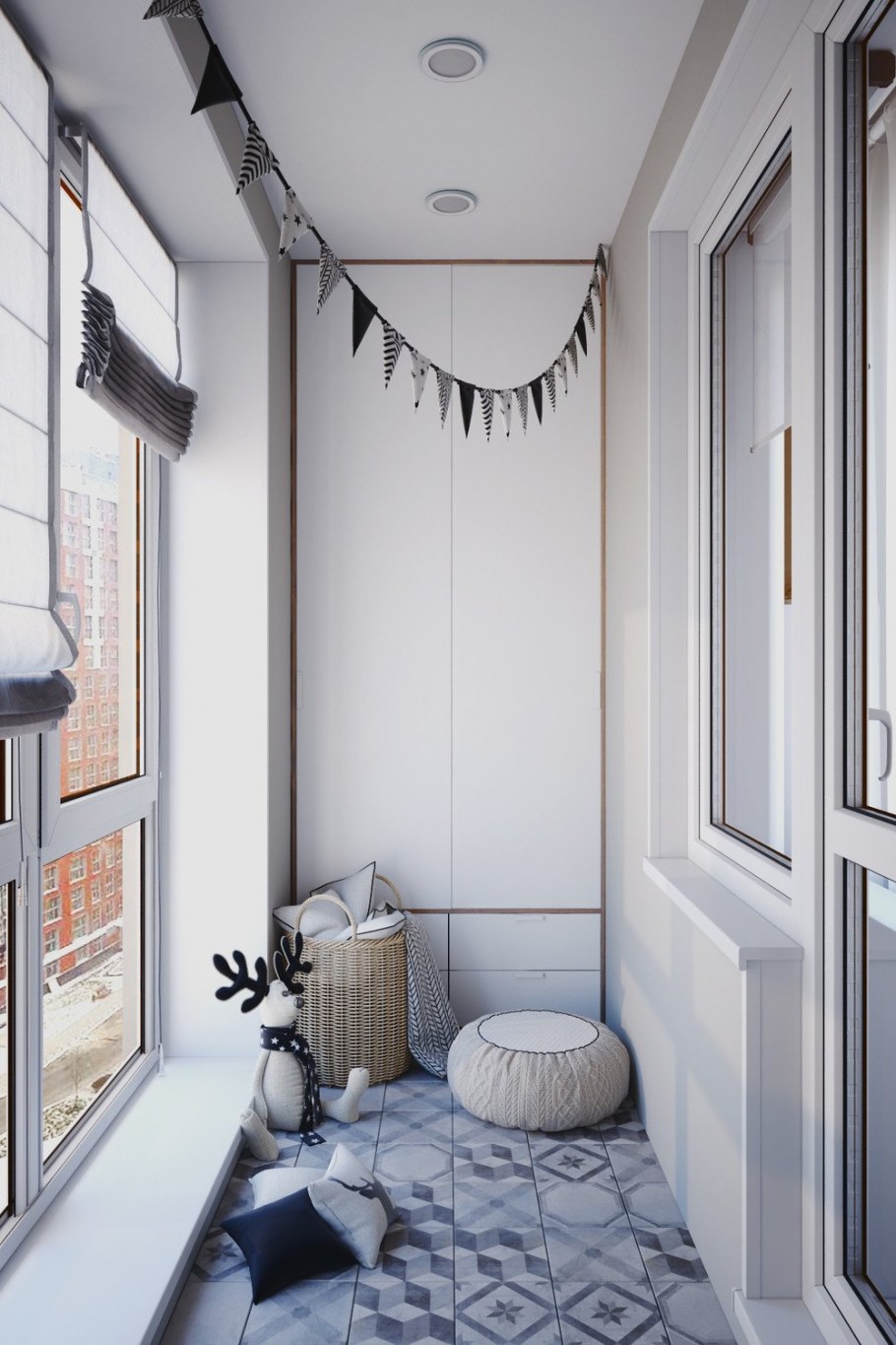 Лоджия в стиле Сканди