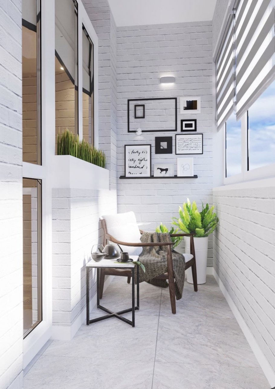 Кирпич в интерьере балкона