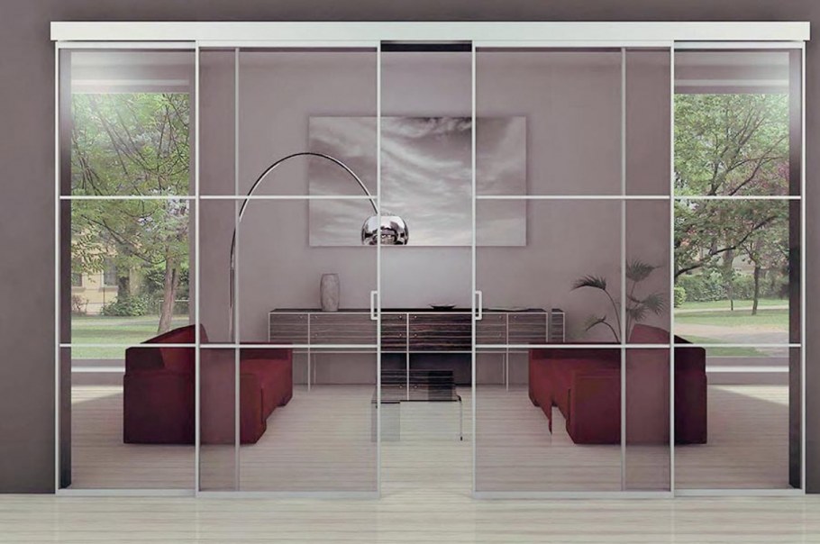 Сдвижная перегородка межкомнатная профиль алюм. Кп40