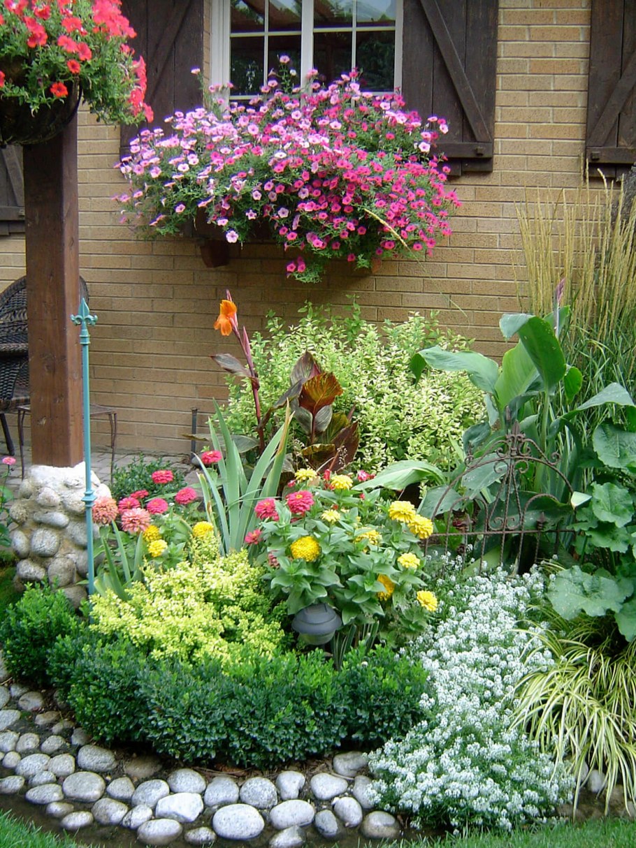 Как посадить цветы на даче красиво перед домом фото