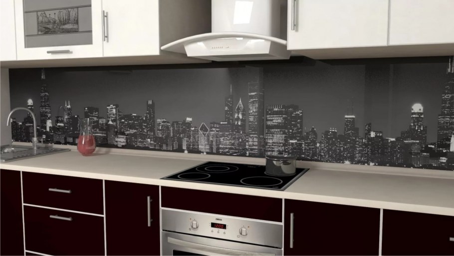 Черная плитка для фартука на кухню