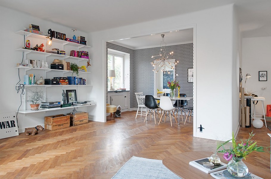 Паркет елочкой в скандинавском стиле